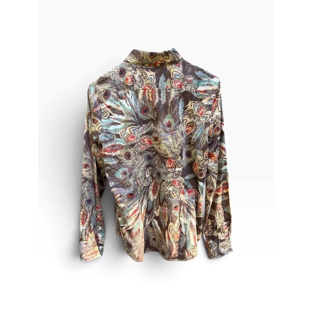Vintage Lauren Ralph Lauren Women's M Peacock Feather Print Button Down Shirt - Picture 4 of 12